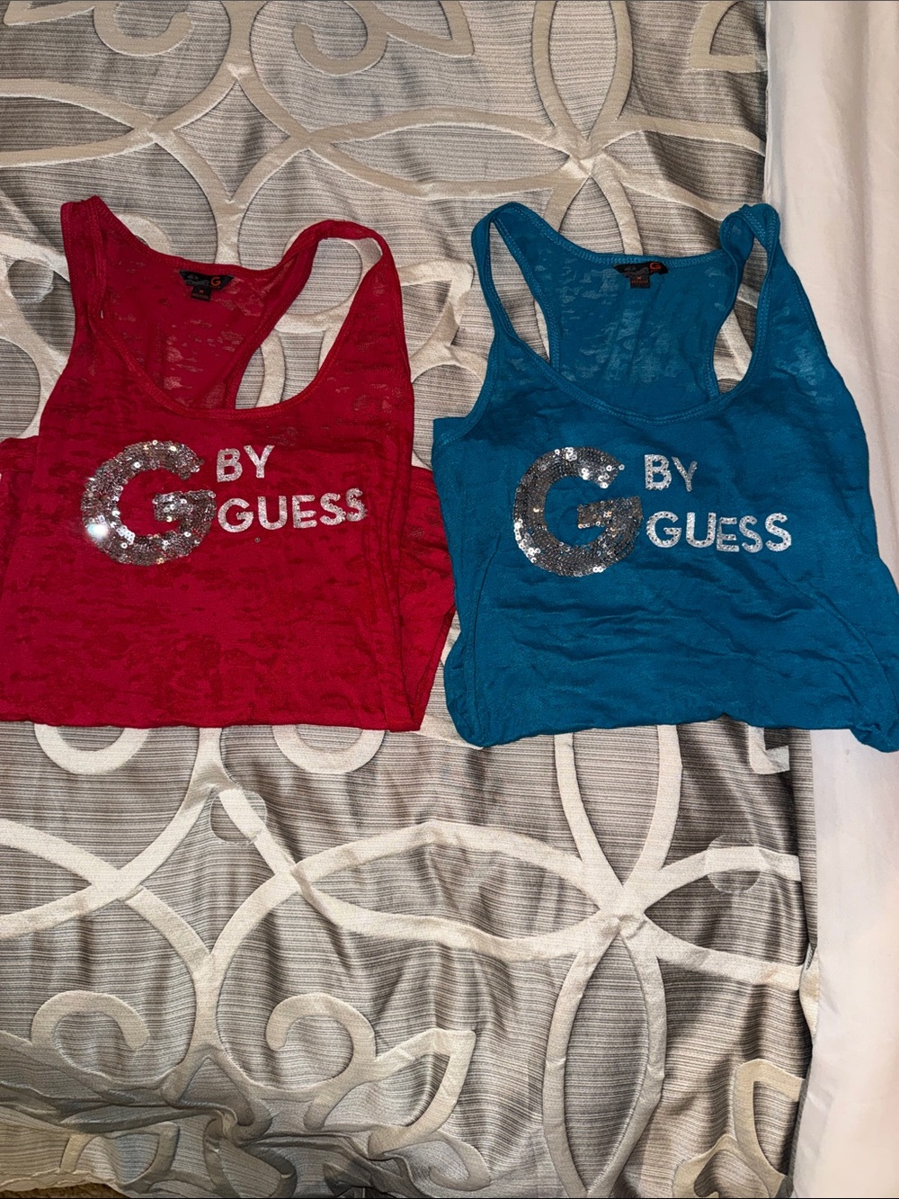 Guess Women’s Sequin 'G by Guess' Tank Tops - Red & Teal